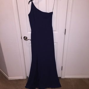 amy one shoulder crepe gown
